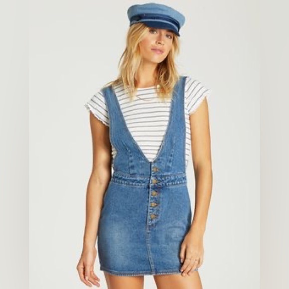 Large Billabong Warmin Up Denim Dress in Indigo - Picture 4 of 5